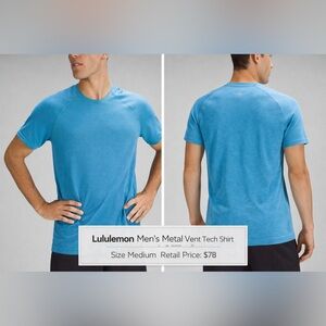 Lululemon Metal Vent Tech Short Sleeve Shirt Blue Athletic Tee Size Medium